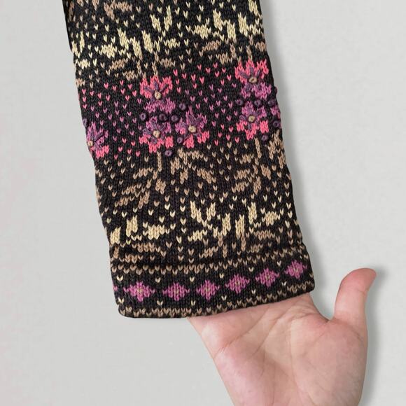 Vintage Whimsigoth Cardigan Sweater Grunge Romantic Folk Cottagecore Boho M - Picture 6 of 12